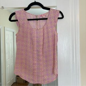Candie's Pink and Yellow Geometric Blouse